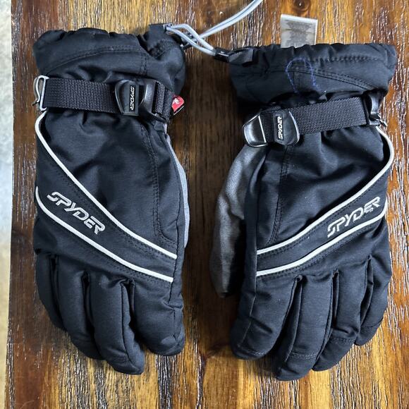 Spyder Ski Snowboard snow Gloves Black Size L waterproof elastic pulls Clean! - Picture 1 of 9